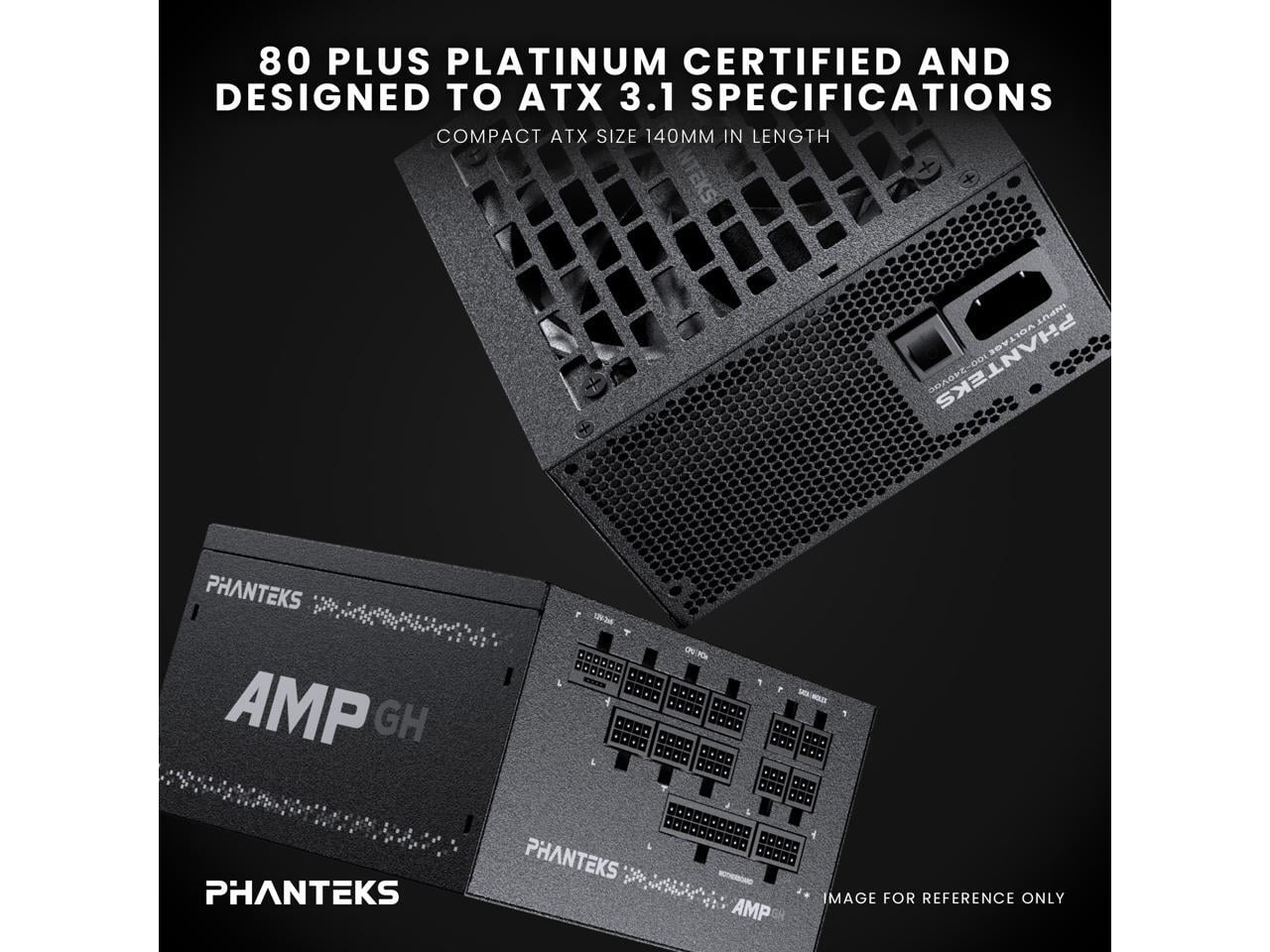 Phanteks AMP GH 1000W Platinum Power Supply, ATX 3.1 and PCIe 5.1 Platform, Fully Modular Individual Cables, Silent Fanless mode, Black.