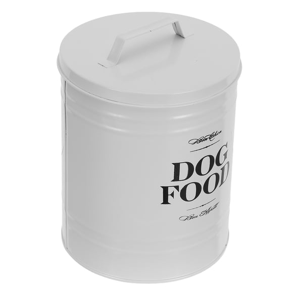 TABLZONE White Metal Dog Food Storage Container with Airtight Seal for Freshness and Convenient Access