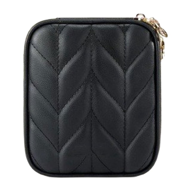 Organizador de joyas de viaje, joyero con cremallera, de piel sintética, para pendientes. Negro