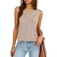 thumbnail image 2 of Mujeres Blusas de Verano Cuello en V Cuello de Color Sólido Mangas Tank Top Casual, Blusas sin Mangas para las Mujeres, 2 of 6
