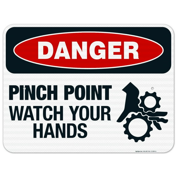 Pinch Point Watch Your Hands Sign, OSHA Danger Sign, 18x24 Reflective Aluminum EGP