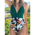 thumbnail image 3 of Monokini une Pièce à Col en V pour Femmes avec Bordure Festonnée, 3 of 8