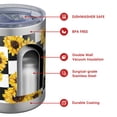 thumbnail image 4 of 12oz Tumblers Black White Checker Sunflower Pattern Vacuum Insulated Stainless Steel Travel Tumbler Cups Mug with Lid and Straw for Beer,Coffee,Beverages with Cleaning Brush for Cold & Hot Drinks, 4 of 5