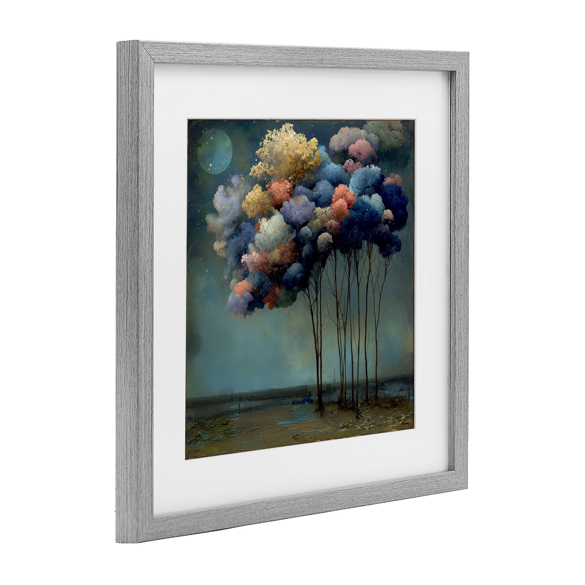 Stupell Industries Dreamy Sky Trees Surrealism Gray Framed Print Under Glass, design by Annabelle Hall