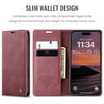 thumbnail image 3 of CaseMe Leather for iPhone 17 Pro Max Case, Flip Wallet Leather Case with Card Holder Magnetic Closure Shockproof Kickstand Protective Phone Cases Cover for iPhone 17 Pro Max,Wine Red, 3 of 12
