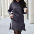 thumbnail image 3 of Roncen Women's Autumn Winter Knit Sweater Set - High Neck Loose Fit Knit Top with A-Line Skirt, Soft Wool Blend Fabric Casual Comfortable Outfit Cozy Warm Two-Piece Set for Office Daily Wear, 3 of 8