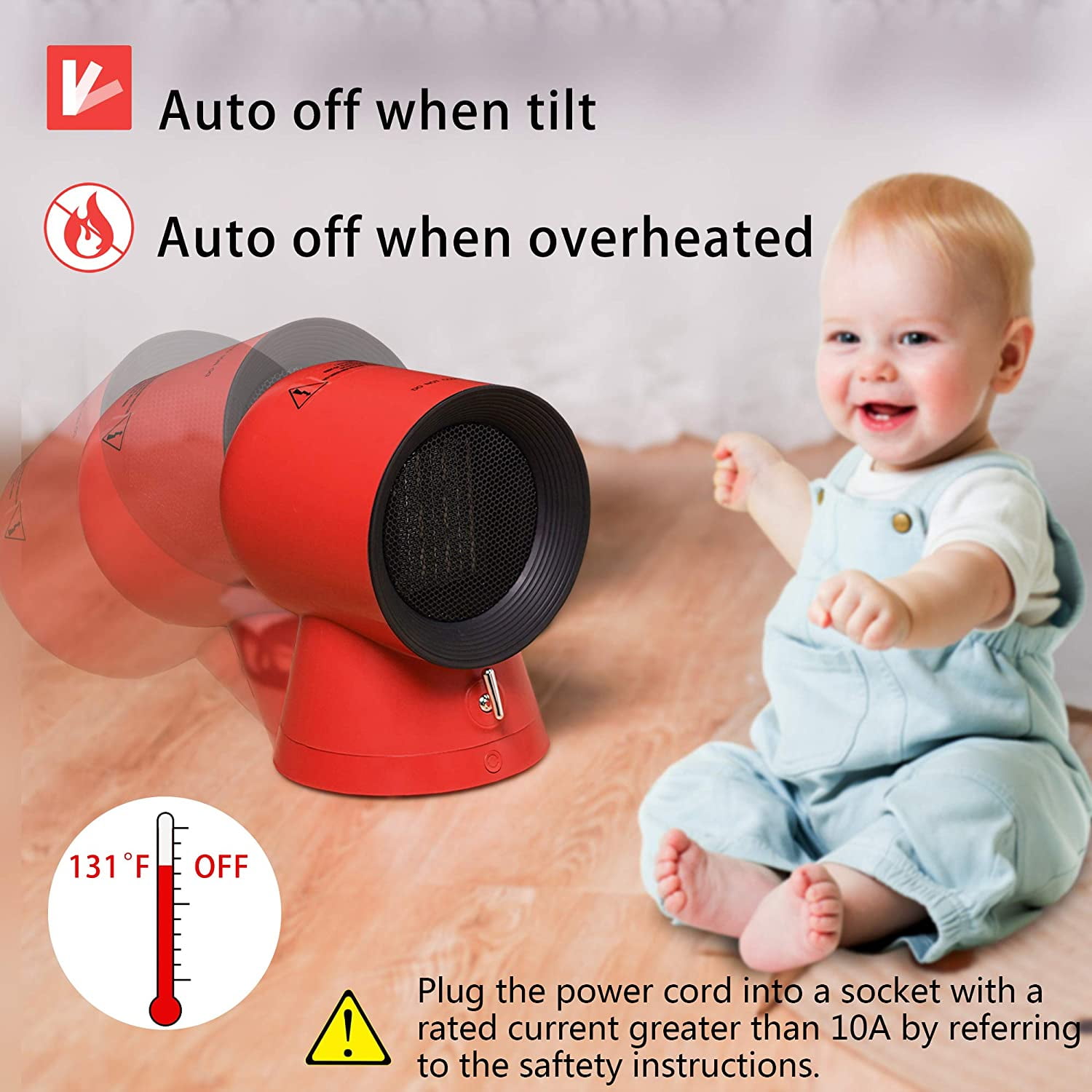Lowestbest 1500W/750W Cooling & Heating Mode Space Heater, Portable Cool Blow Fan for Office Bedroom Home, Red Lowestbest 1500W/750W Cooling & Heating Mode Space Heater, Portable Cool Blow Fan for Office Bedroom Home, Red