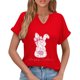 thumbnail image 5 of Corto para las Mujeres Casual Verano 2025 Pascua Impresión V-Cuello Camiseta, Ligero 95% Poliéster 5% Spandex Top para Toda la Temporada Hogar Y Diario, 5 of 7
