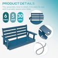 thumbnail image 3 of FODINGHILL Outdoor Hanging Porch Swing with 2 Seat，HDPE All Weather Swing Chair, Patio Swing Chair for Garden, Courtyard, 600LBS Weight Capacity, Blue, 3 of 7