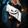 thumbnail image 5 of Godom Women's Halloween Hoodie Cute Ghost Graphic Sweatshirts Funny Pumpkin Face Tops Long Sleeve Hoodies 2025, 5 of 6