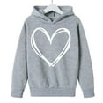 thumbnail image 3 of Sudadera con capucha y estampado de corazón de San Valentín, sudadera de manga larga para niños y niñas, chaqueta para niñas de talla mediana y grande., 3 of 7