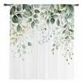 thumbnail image 2 of Eucalyptus Leaf Semi Sheer Curtains Drapes for Living Room, Bedroom, French Doors Window 63 Inches Long, Weeping Green Botanical Summer Rod Pocket Chiffon Curtain Drapery Voile Draperies Panel, 2 of 6