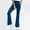 Blue, variant on ZZwxWA Womens High Waisted Stretch Wide Leg Denim Flare Jegging, Belly-Control Shaping Crossover Flare Denim Pants