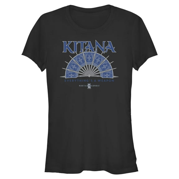 Juniors Mortal Kombat II Kitana Steel Fan Everything Catchphrase T Shirt