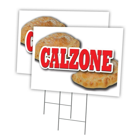 CALZONE 2 Pack Of 18" x 24" Yard Sign & Stake | Advertise Your Business | Stake Included Image On Front Only | Made in The USA