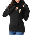 thumbnail image 4 of Ltctricy Women's Maternity Sweatshirts Long Sleeve Turtleneck Side Zip Pullover Hoodies Fall Winter Pregnancy Clothes with Pockets(Black,Medium), 4 of 7