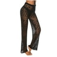 thumbnail image 4 of cfhntfmh Beach Pants for Women Crochet High Waist Hollow out Cover up Long Pants Summer Casual Wide Leg Loose Pants, 4 of 4