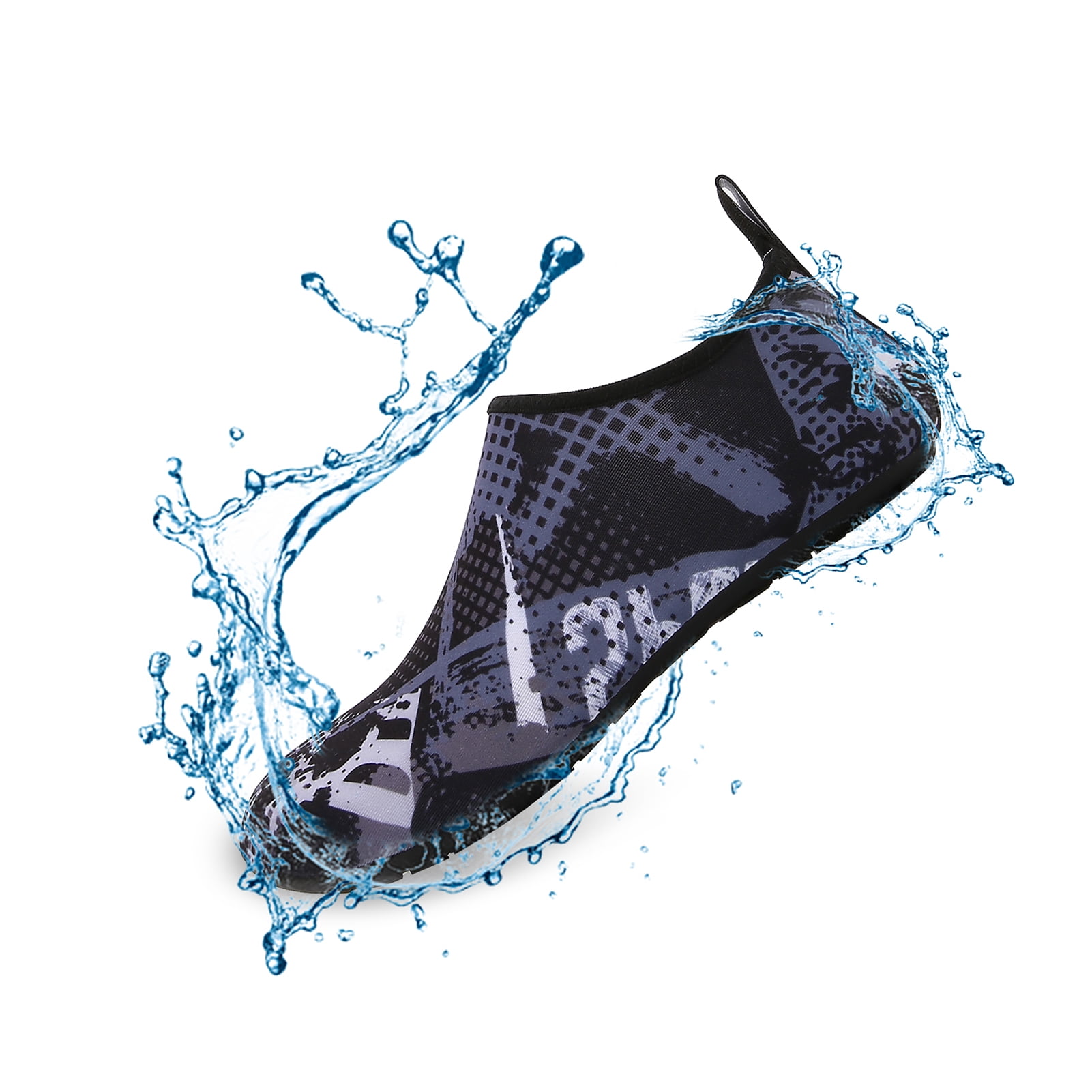 Men and Women a Slip On Barefoot Quick-Dry Beach Aqua Yoga Water Shoes (Monochrome Square/Black, 13-14 Women/10.5-11 Men)