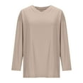 thumbnail image 6 of Blmnix V-Neck Dressy Tops for Women Solid Color Khaki Womens Blouses Plus Size Long Sleeve Athleisure cotton Tops, 6 of 7