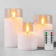 thumbnail image 1 of Velas sin llama Tyawon con batería LED de vidrio con control remoto (paquete de 3), 1 of 7