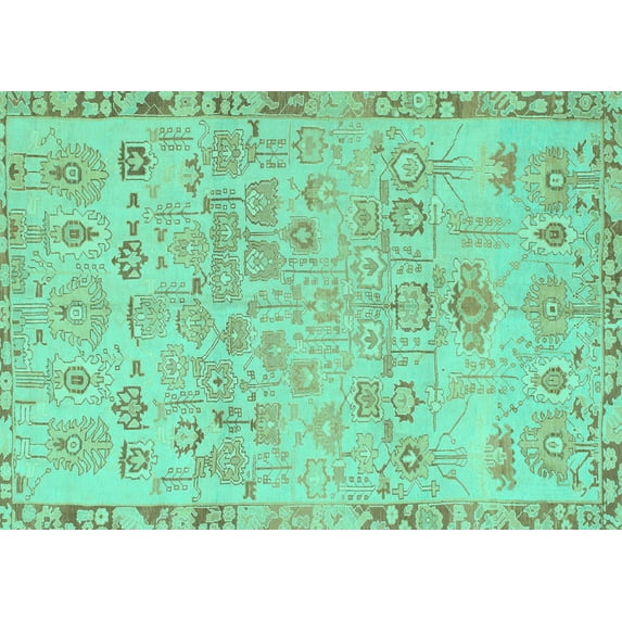 Ahgly Company Indoor Rectangle Abstract Turquoise Blue Modern Area Rugs, 2' x 4'