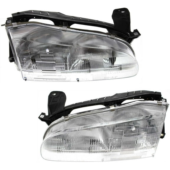 Garage-Pro Driver and Passenger Side Headlight for Geo Prizm Base LSi 1993-1997 Halogen With bulb(s) Replaces# 94852390 94852389