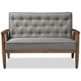 thumbnail image 3 of Allora Tufted Loveseat in Gray and Walnut, 3 of 6