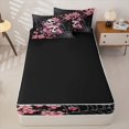 thumbnail image 4 of Homewish Gothic Skull Zipper Queen Comforter Set with Fitted Sheet and 2 Pillowcases,Happy Halloween Zipper Bedding Set,Pink Flowers Spider Web Bed Set,Black Reversible,4pcs, 4 of 8