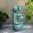 thumbnail image 2 of LuxenHome Aqua Blue 3-Tier Bowls 2.5-Feet Tall Outdoor Polyresin Fountain with Lights, 2 of 9