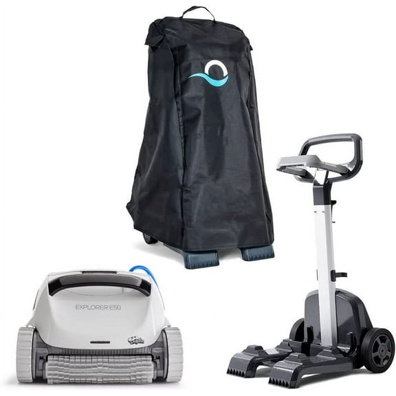 Dolphin Explorer E50 Wi Fi Robotic Pool Vacuum Cleaner up to 50 FT - Premium Bundle with Caddy and Cover