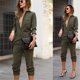 thumbnail image 3 of TRKIYQC mono de manga larga para mujer, chaqueta informal con solapa de botón, pantalones largos, monos con bolsillos, ropa de calle Sexy, ropa de discoteca verde TRKIYQC  perder, 3 of 7