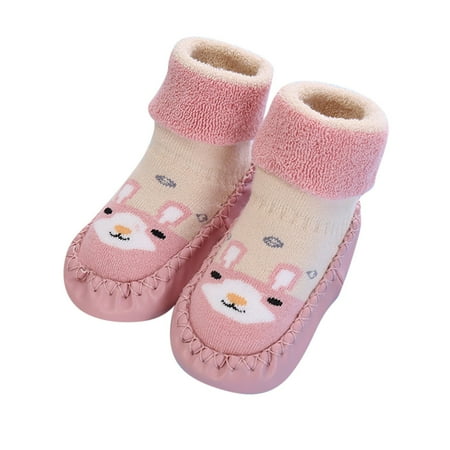 

Shpwfbe Shoes Autumn And Winter Cute Children Toddler Blat Bottom Non Slip Warm And Comfortable Cartoon Bear Squirrel Pattern Socks Gifts