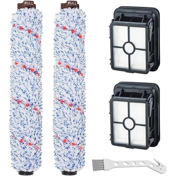 Paquete de 2 rollos de cepillo multisuperficie, paquete de 2 filtros de vacío para aspiradora, en comparación con la pieza, elemento filtrante de cepillo para alfombras y cepillo para mascot