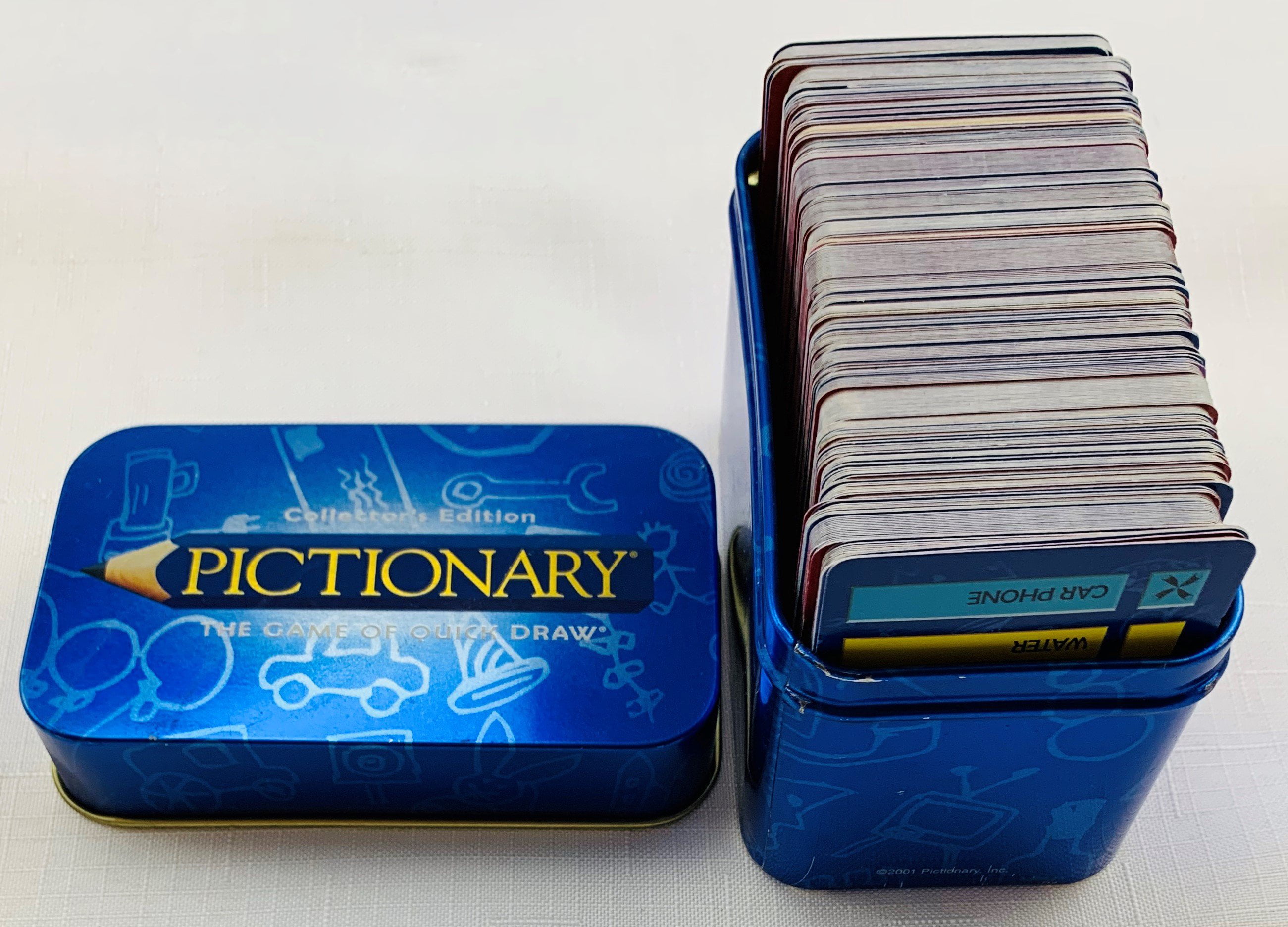 Pictionary Collector's Edition Game 2001 Cards and Carry Tin with Lid ONLY 