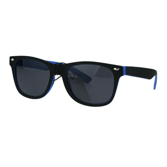 Kids Child Size Classic Pop Color Matte 2 Tone Horn Rim Sunglasses Blue