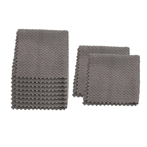 10 piezas de paño de limpieza de microfibra, toalla absorbente, paño de cocina portátil, limpieza Gris