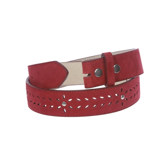 Women's 1 1/2" (38 mm) Snap on Suede Perforated Studded Leather Belt