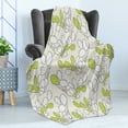 thumbnail image 4 of Cactus Soft Flannel Fleece Throw Blanket, Pattern of Exotic Cacti Along Thorns Drawing on Pastel Background, Cozy Plush for Indoor and Outdoor Use, 50" x 70", Yellow Green and Eggshell, by Ambesonne, 4 of 5