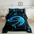 thumbnail image 2 of Erosebridal Ball Games Bedding Twin Comforter Set,Basketball Sport Bedding Twin Comforter Set,Blue Neon Light Ombre Geometry Bedding Sets Twin,Super Cozy Room Decoration Reversible，2 Pieces, 2 of 8