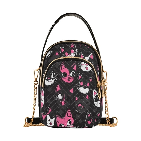 DIXRUYEE Cross Body Fashion Shoulder Waist Purse Bags Playful Cat Pattern Pocket Handbags
