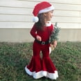 thumbnail image 2 of Santa Outfit Baby Boy Long Sleeve Tops Flare Pants Outfit with Hat 3PCS Set Christmas Boys Outfit Party Dress 2-3 Years, 2 of 7