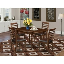 Dining Room Table Set 5 Piece Wood Kitchen Table with 4 Chairs, Rectangle Table & Faux Leather Seats, Mahogany Finish