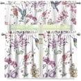 thumbnail image 4 of Floral Hummingbird Kitchen Curtains Valance and Tiers Set Iris Window Treatment Valance Curtains Insulated Blackout Drapes with 2 Tiers Curtains for Kitchen Bathroom Living Room, 4 of 6