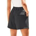 thumbnail image 6 of Women's Shorts Summer High-Waisted Elastic Back Pleated Wide-Leg Business Casual Work Shorts with Pockets - Blue/Black/Grey/Khaki/GN1/GN2/Coffee/Pink/Beige/AG/Brown | Yubnlvae (Grey | L), 6 of 6