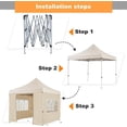 thumbnail image 6 of Clipop 10x10ft Pop Up Gazebo, Waterproof UV Block Sun Shade Shelter with 4 Sidewalls 1 Door & 3 Windows, Outdoor Instant Canopy Tent,Beige, 6 of 8