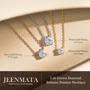 JeenMata Lab Grown Diamond 0.50 Carat Round Cut Classic Solitaire Pendant Necklace - in 18K White Gold Plating for Women