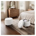 thumbnail image 4 of WDZS Round Ottoman with Storage, 20 Dia. x 17 H Inches PU Leather Footstool with Legs, Small Foot Rest Ottoman for Bedroom, Living Room, Decorative Home Furniture, White, 4 of 8