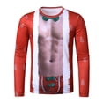 thumbnail image 4 of Pompotops Hauts Amusants pour Hommes Imprimé de Noël Col Rond Manches Longues T-Shirt Blouse en Solde, 4 of 5