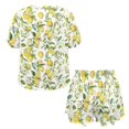 thumbnail image 5 of Yuyamidu Yellow Lemon Ladies Summer Pajama Set Crew Neck Short Sleeve Top & Comfy Shorts Soft Cozy Nightwear Casual Lounge Set, 5 of 7
