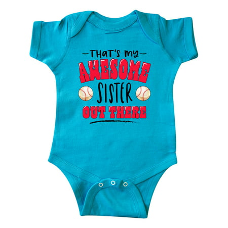 

Inktastic That s My Awesome Sister Out There with Baseballs Gift Baby Boy or Baby Girl Bodysuit